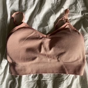 Blush colored nursing sports bra